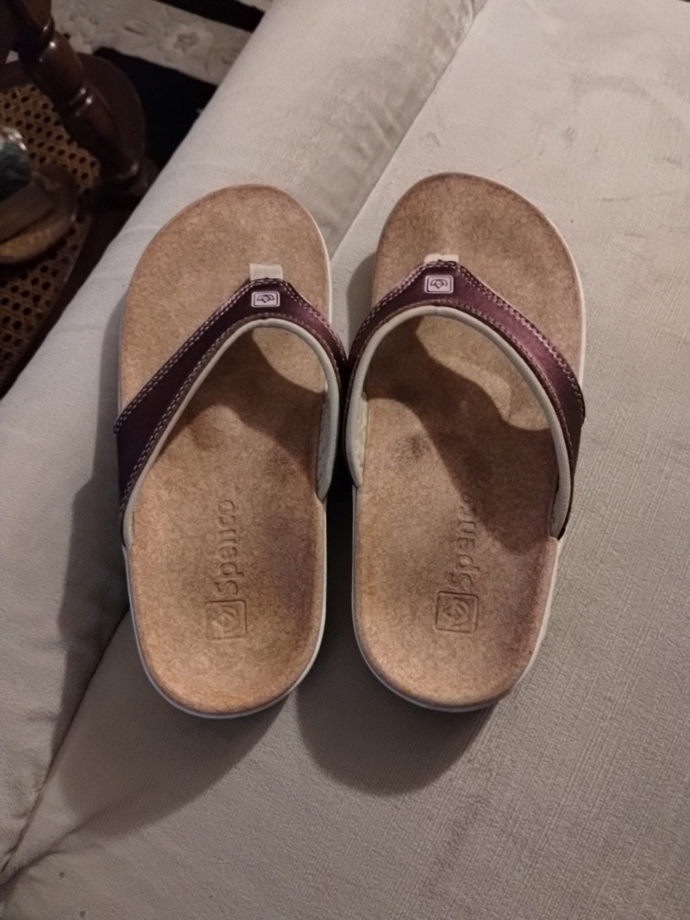 Spenco Ortho  Women's Porple Metallic Leather Thong Sandals
